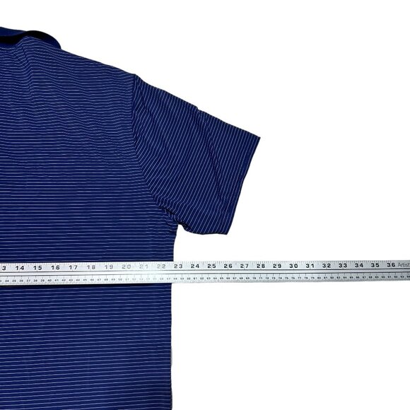 Tapulco Polo Shirt Mens XL Navy Blue Stripe Performance Stretch Golf Casual - Picture 5 of 7